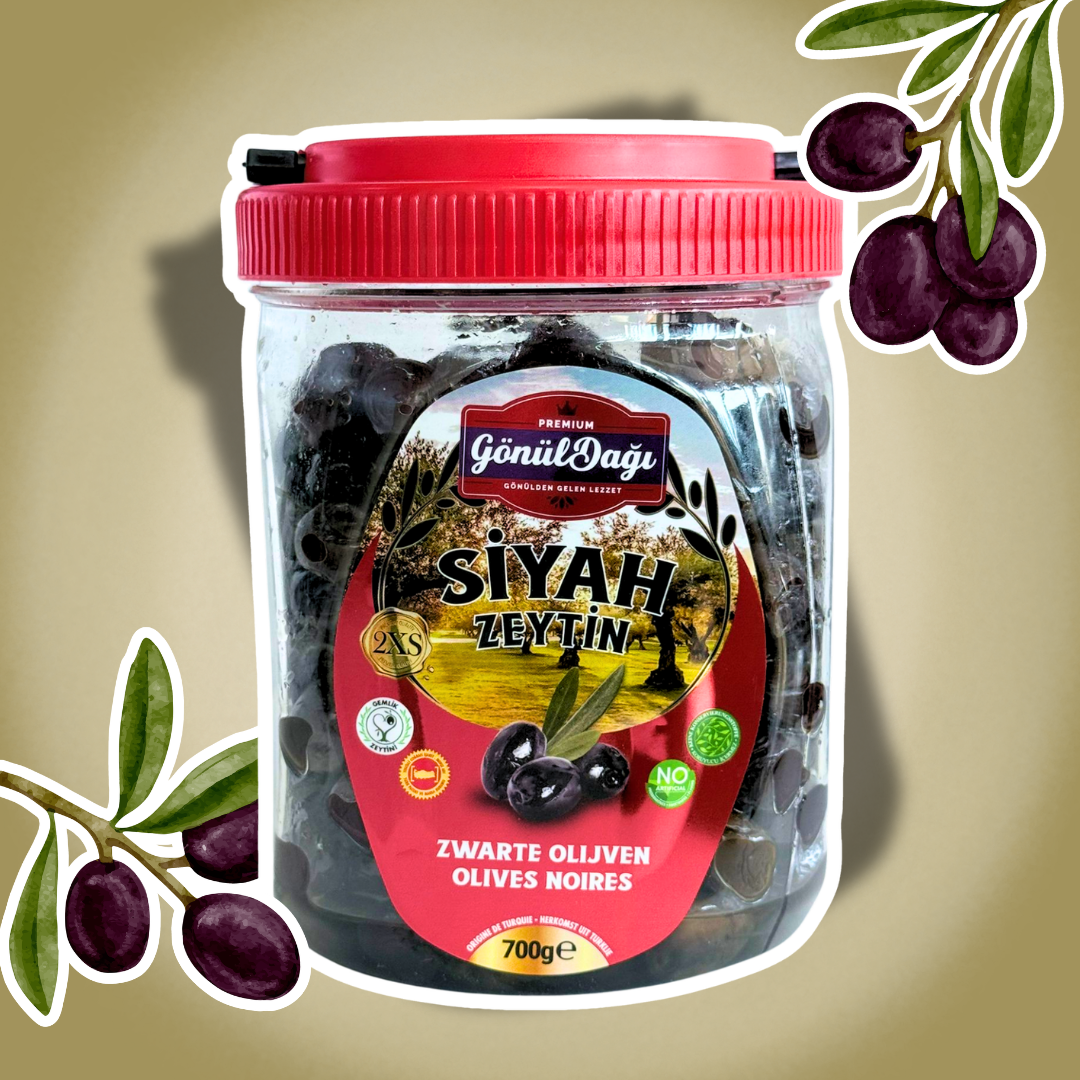 Gönül Dağı Schwarze Oliven 700 g – Eingelegte schwarze Oliven in Salzlake mit Maisöl