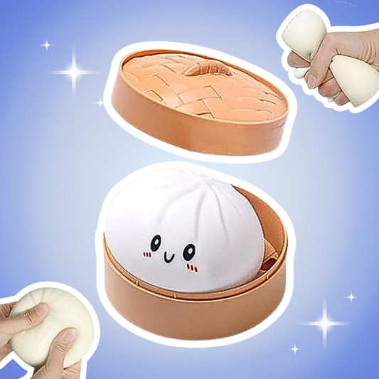 Squishy Squeeze Dumplings Buns mit Box – Anti-Stress Spielzeug 5 cm, Ultra-Weich, Mystery Überraschung für Kinder & Erwachsene
