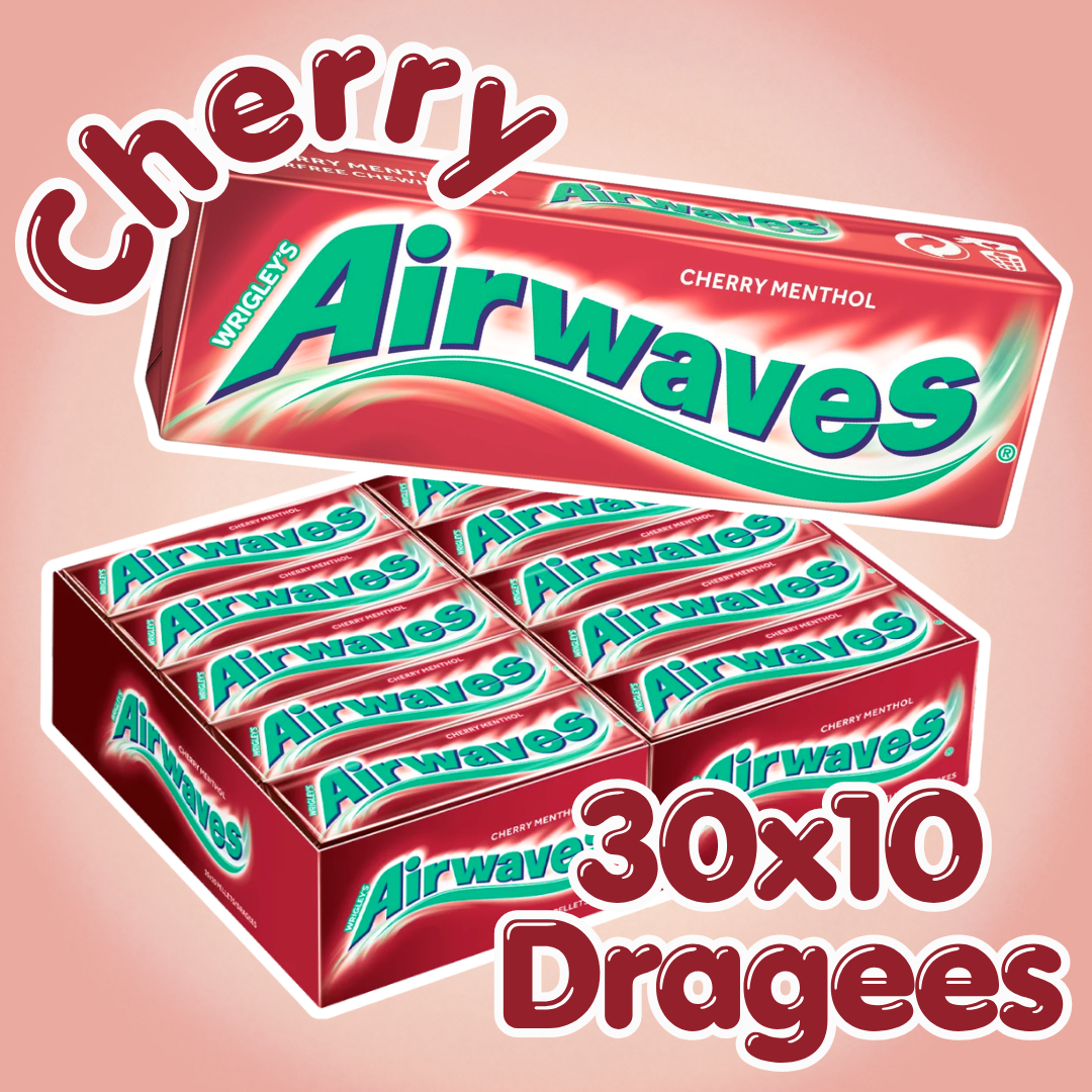 Wrigley's Airwaves Cherry Menthol Kaugummi 30 x 10 Dragees – Zuckerfreier Kaugummi mit Kirsch- und Mentholgeschmack