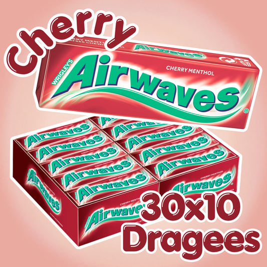 Wrigley's Airwaves Cherry Menthol Kaugummi 30 x 10 Dragees – Zuckerfreier Kaugummi mit Kirsch- und Mentholgeschmack