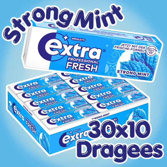 Wrigley's Extra Professional Fresh Strong Mint Kaugummi 30 x 10 Dragees – Zuckerfreier Kaugummi mit intensivem Minzgeschmack