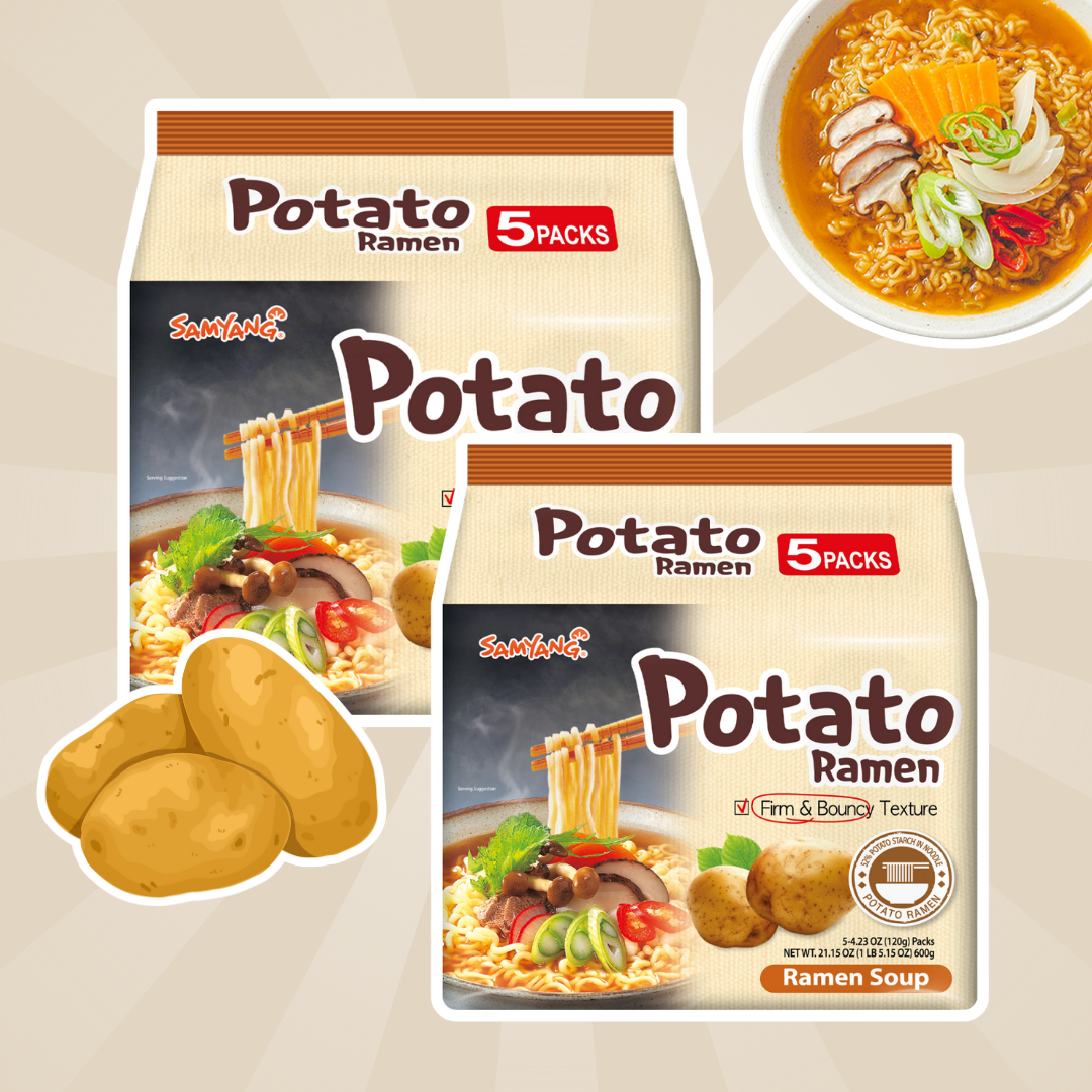 10er Samyang Potato Ramen | Koreanische Kartoffelramen | Würzige Instant-Nudelsuppe | 10× Portionen