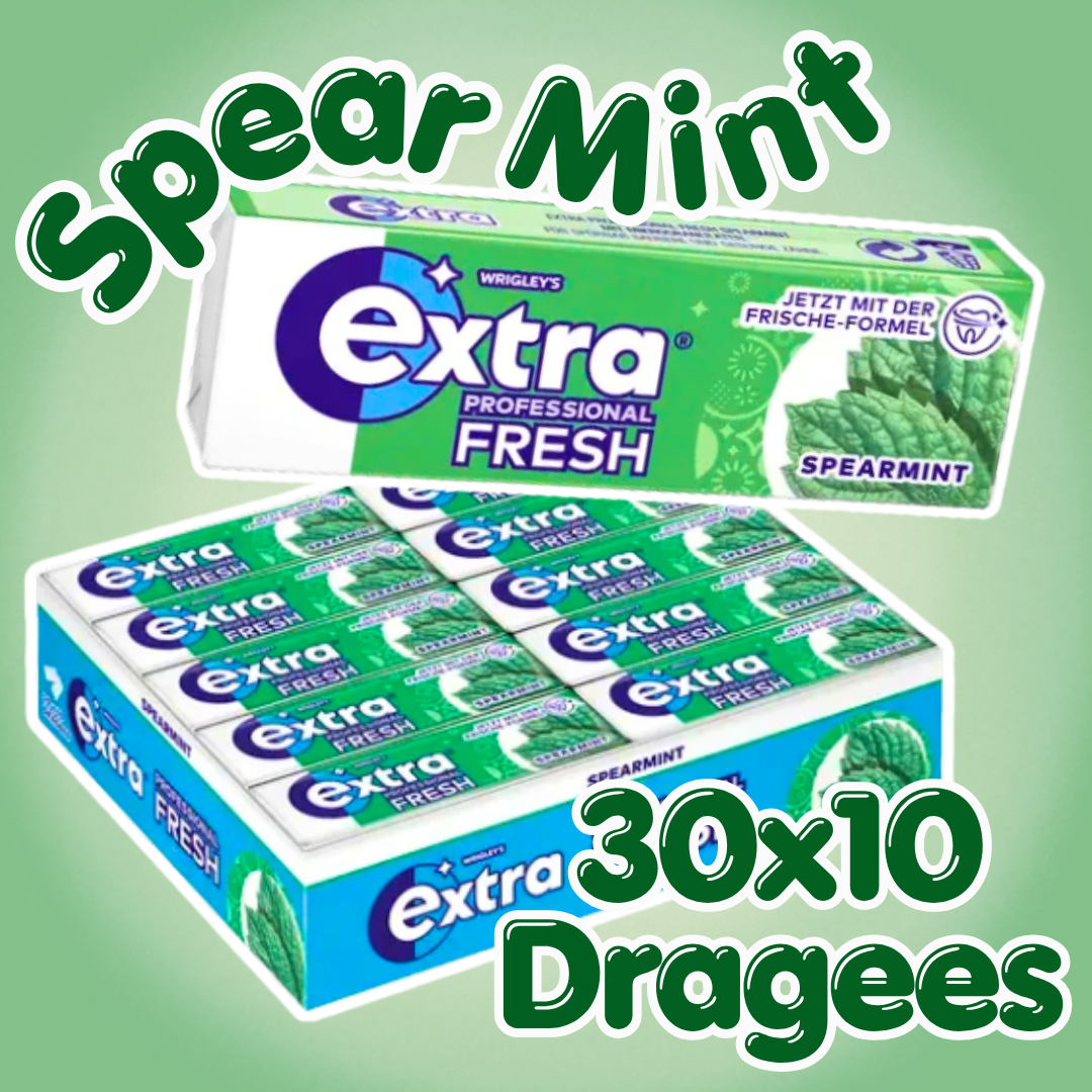 Wrigley's Extra Professional Fresh Spearmint Kaugummi 30 x 10 Dragees – Zuckerfreier Kaugummi mit Spearmintgeschmack