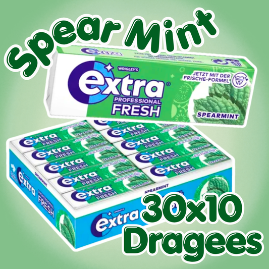 Wrigley's Extra Professional Fresh Spearmint Kaugummi 30 x 10 Dragees – Zuckerfreier Kaugummi mit Spearmintgeschmack