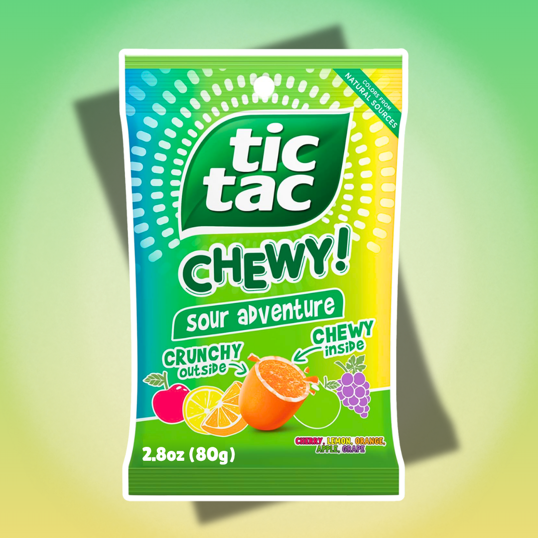 12x Tic Tac Chewy! Sour Adventure – 12x80 g – Saure Kaubonbons mit Fruchtgeschmack