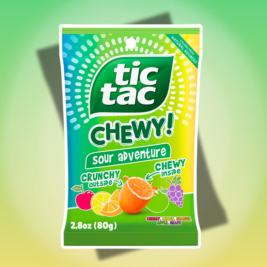1x Tic Tac Chewy! Sour Adventure 80 g – Saure Kaubonbons mit Fruchtgeschmack