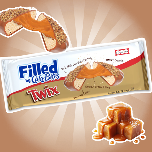 1x CakeBites Filled Twix Cookies mit Karamell & Schokolade (60g)