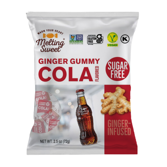 Melting Sweet Zuckerfreie Ingwer-Gummis – Vegane Pektin-Fruchtgummis mit echtem Ingwer, glutenfrei, 72 g