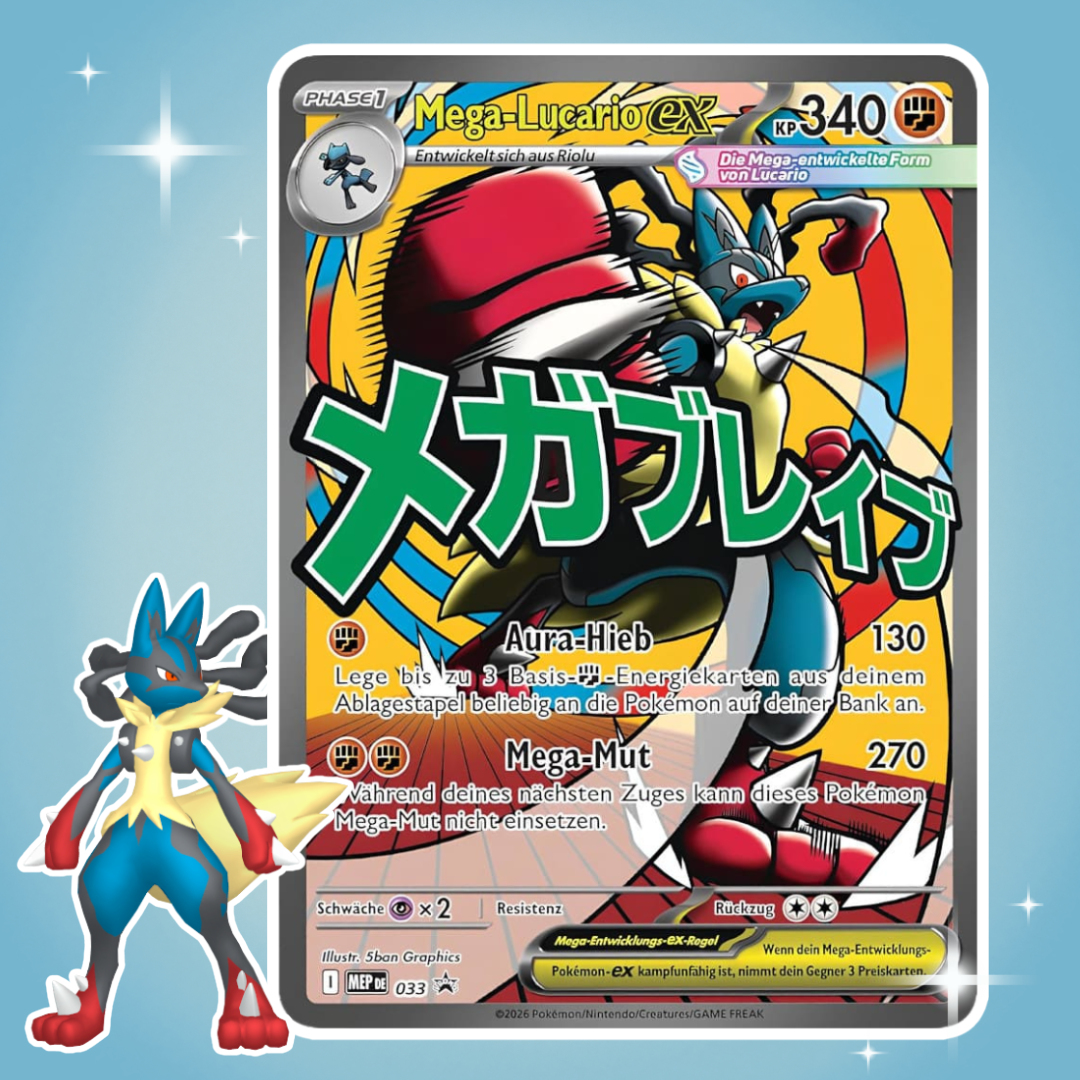 1x Pokémon Mega-Lucario ex 033 Promo – Erhabene Helden Deutsch, Einzelkarte