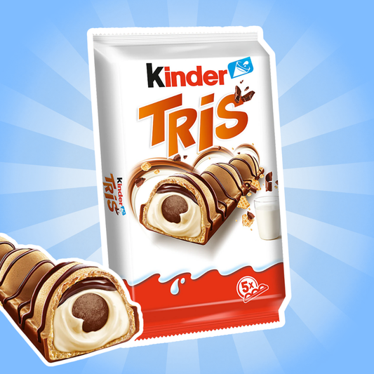 Kinder Tris Schokoriegel 100 g (5 Riegel) – Knuspriger Waffelriegel mit Milch- und Schokoladencreme