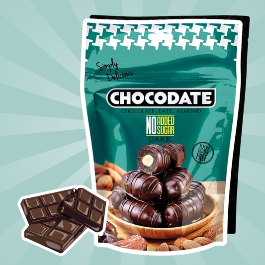 Chocodate Dark Chocolate No Added Sugar – Datteln mit Zartbitterschokolade & Mandeln (90 g)