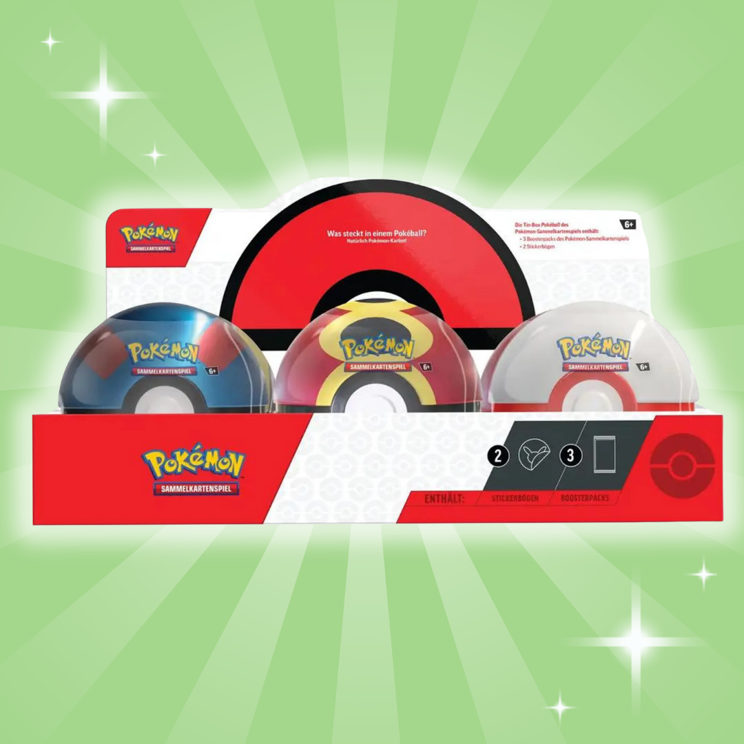 Pokémon – Pokéball Tin Herbst 2025 | 1x Sammel-Pokéball mit 3 Boosterpacks