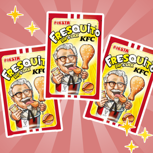 3x Fiesta Fresquito Dip & Lick KFC – Süßwaren mit Kaugummi & Fruchtpulver, Kult-Lutschspaß, 3x 17 g