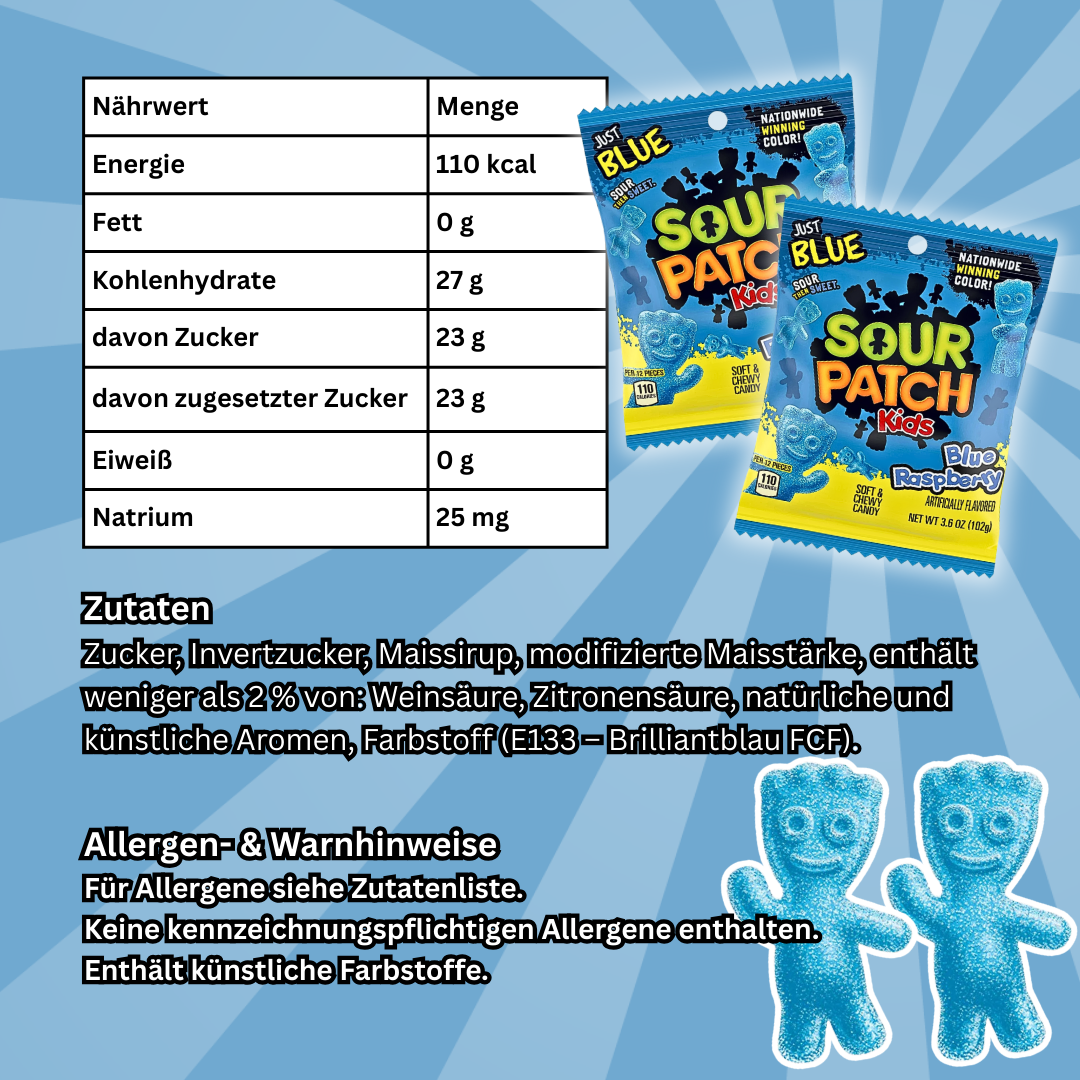Sour Patch Kids Blue Raspberry – Saure Fruchtgummis mit Blaubeer-Geschmack | 102 g