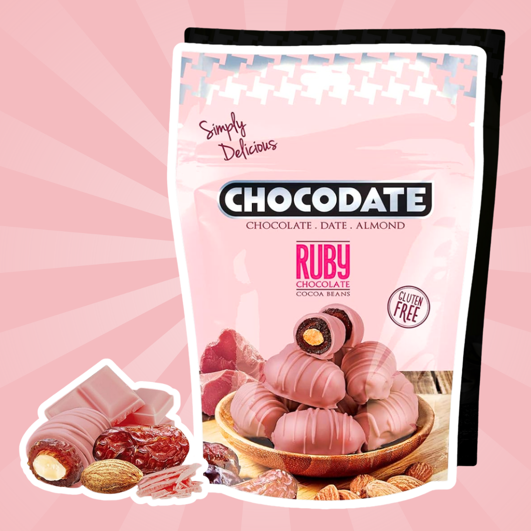 Chocodate Ruby – Datteln mit Ruby-Schokolade & Mandeln (90 g)