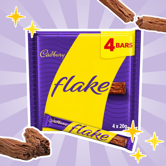 Cadbury Flake Chocolate Bar 4 Pack – Zarte Milchschokolade, Klassischer Schokoladenriegel, 80 g (4 x 20 g)