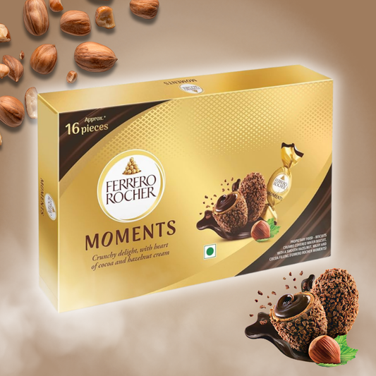 Ferrero Rocher Moments Chocolate – Feinste Milchschokoladen-Pralinen mit Haselnussfüllung, knusprige Waffelstückchen, 92,8 g