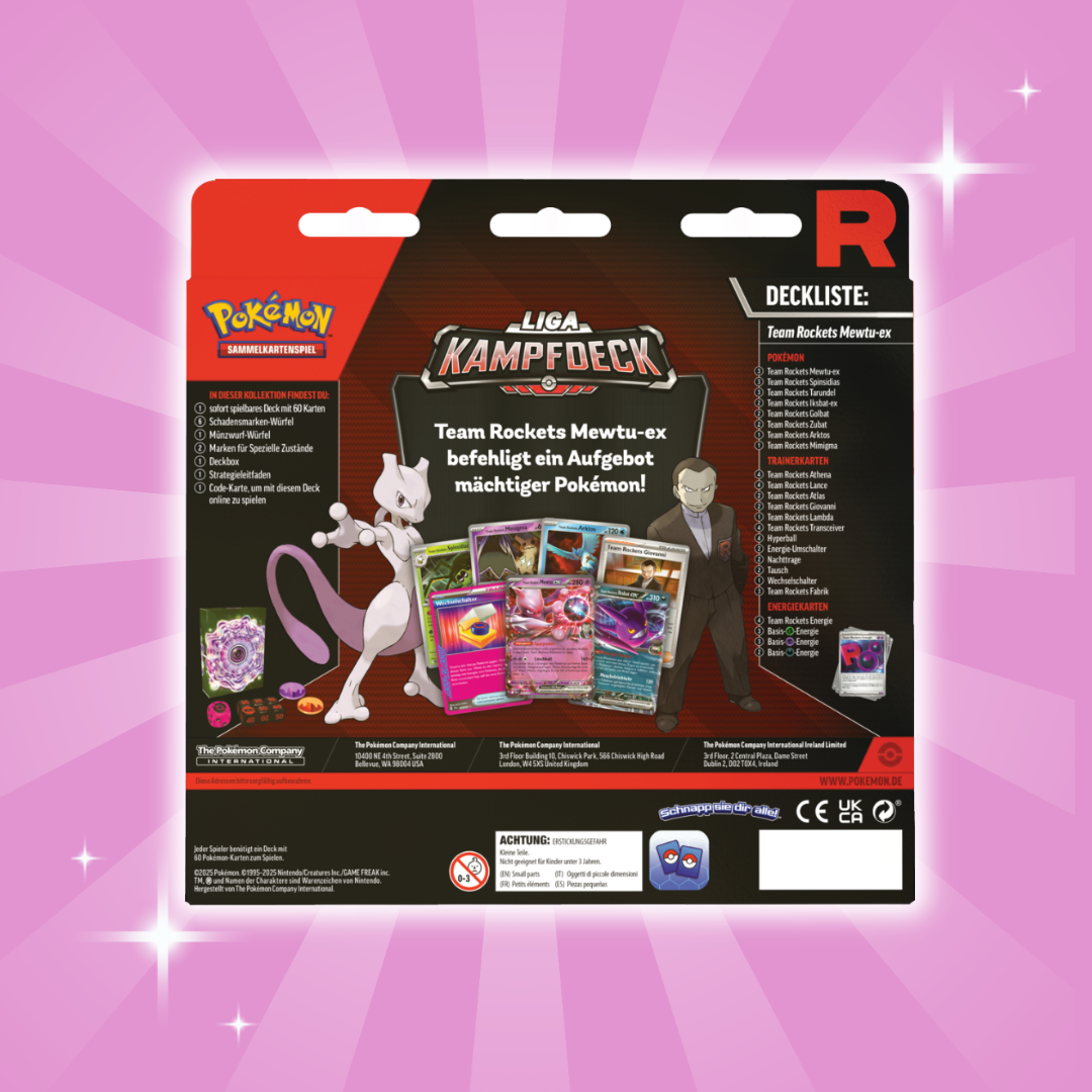 Pokémon Liga-Kampfdeck – Rocket Mewtu ex (Deutsch) | Spielbereites 60-Karten-Deck für Einsteiger & Sammler | Inklusive Zubehör