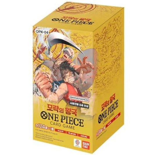 OPK-04 Kingdoms of Intrigue – One Piece Card Game Display (24 Packs à 6 Karten, Koreanische Version, Alabasta & Dressrosa) + Heartforcards® Versandschutz