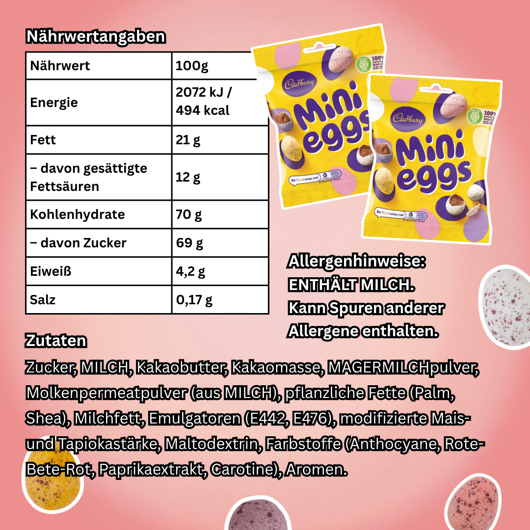 Cadbury Mini Eggs Bunte Schokoladeneier mit Zuckerhülle 74g