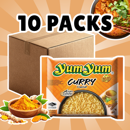 10x Yum Yum Instant Nudeln Curry Geschmack – Würzige Asia-Nudelsuppe, Schnelle Zubereitung, 10x60 g