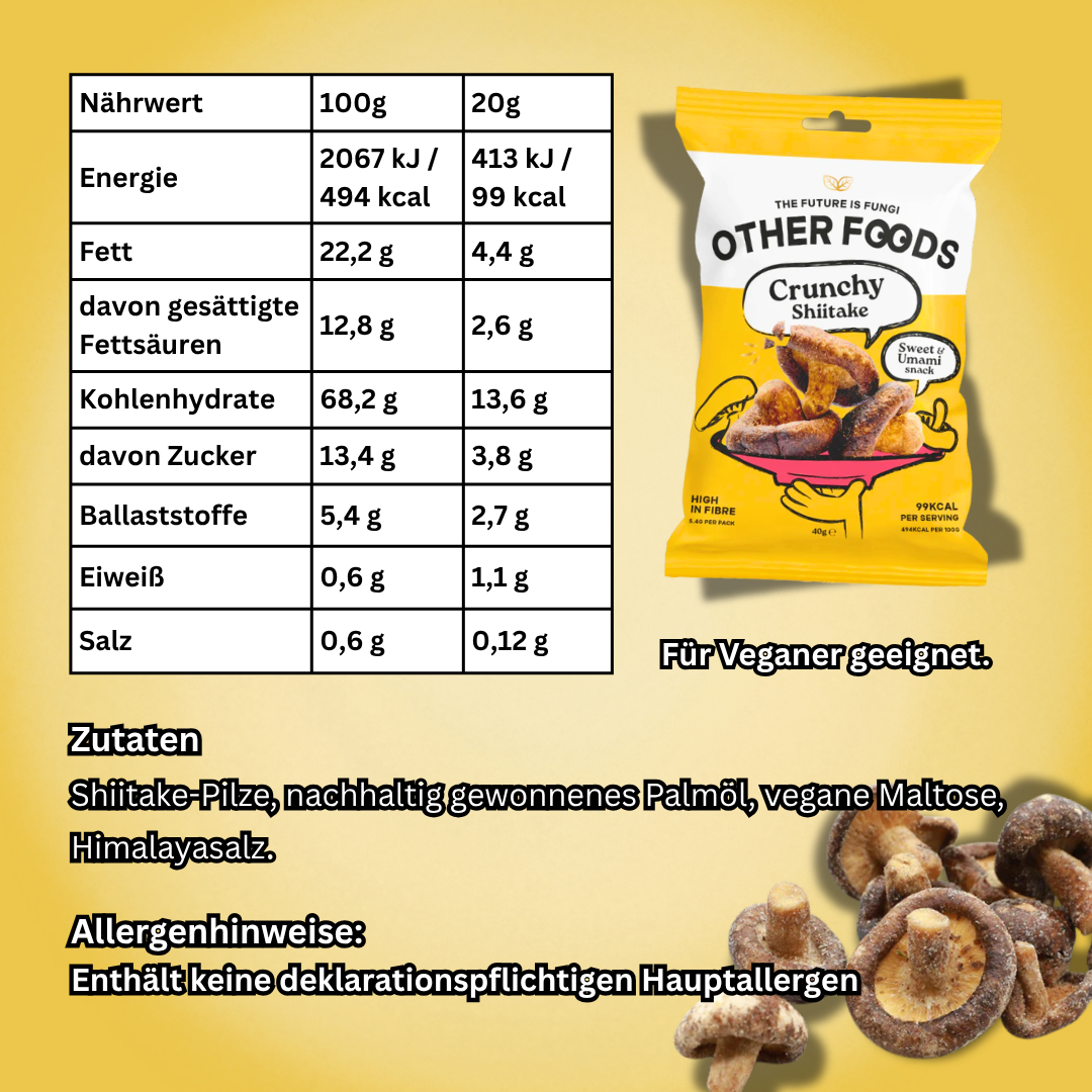 Other Foods Shiitake Mushroom Chips Sweet Umami 40 g – Knusprige Shiitake-Pilzchips mit süßem Umami-Geschmack