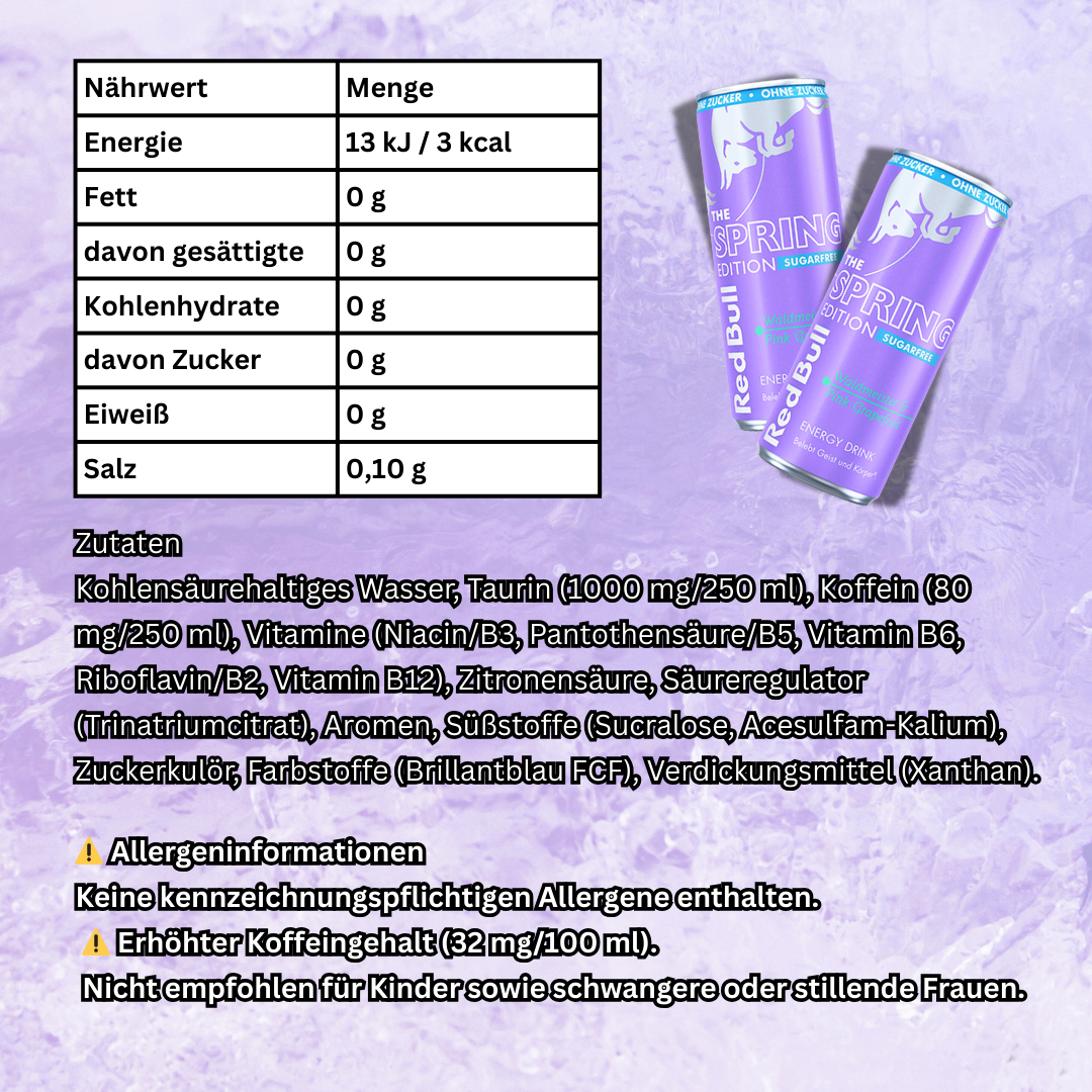 Red Bull Energy Drink Waldmeister und Pink Grapefruit Zero – Zuckerfrei | 24×250 ml Dosen
