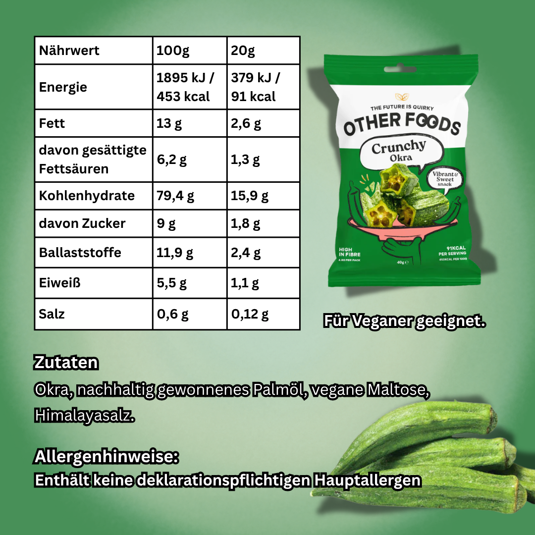 Other Foods Crunchy Okra Chips 40 g – Knusprige Okra-Chips mit Himalayasalz