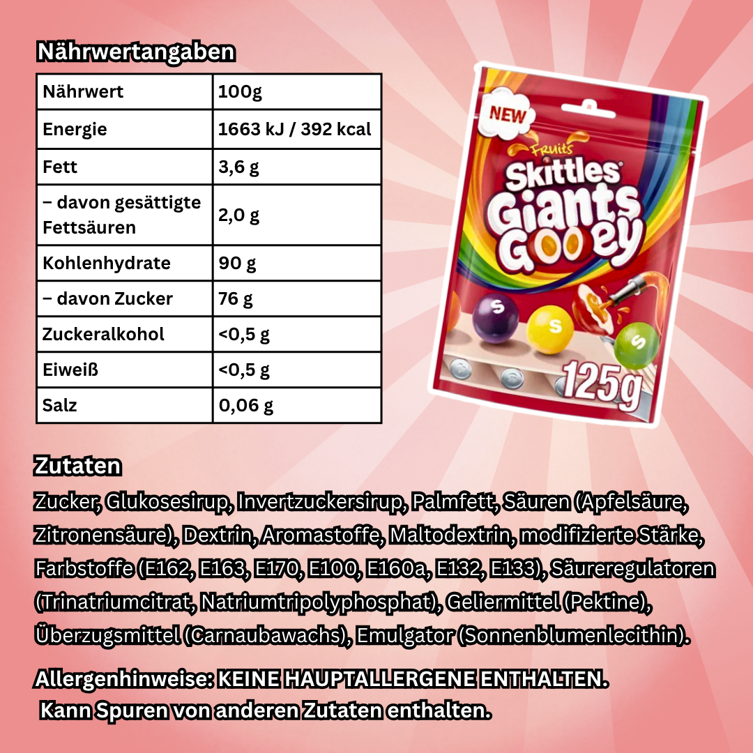 Skittles Fruit Giants Gooey Fruchtige Kaubonbons 125g