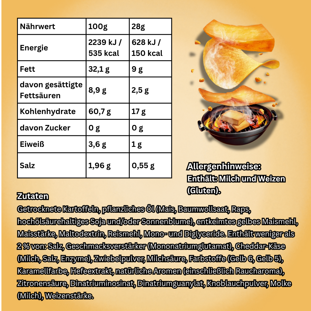 Pringles Smoky Cheddar Kartoffelchips 158 g (5.5 oz) – Knusprige Chips mit rauchigem Cheddar-Geschmack