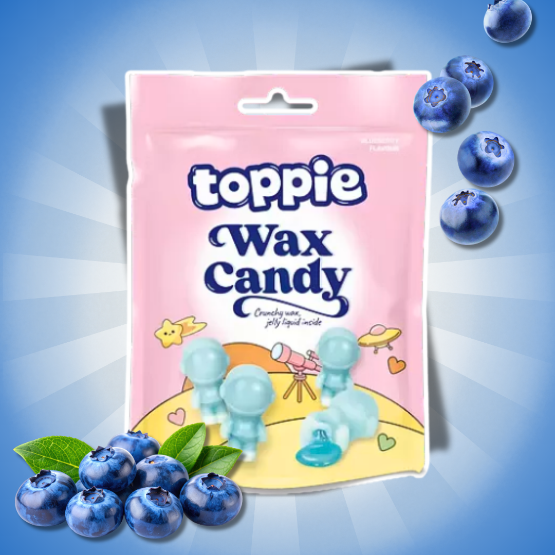 3x Toppie Wax Candy | 3x40g Flüssige Süßware in Wachshülle – Blueberry, Strawberry & Green Apple – Fruchtige Liquid Candy Box