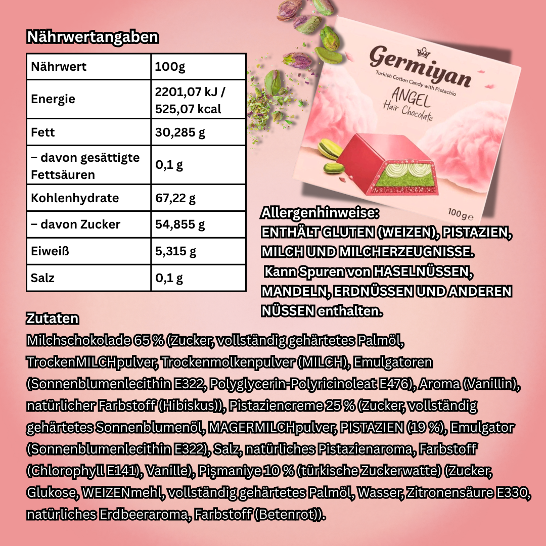 Germiyan Angel Hair Schokolade mit Pistaziencreme & Pişmaniye 100g