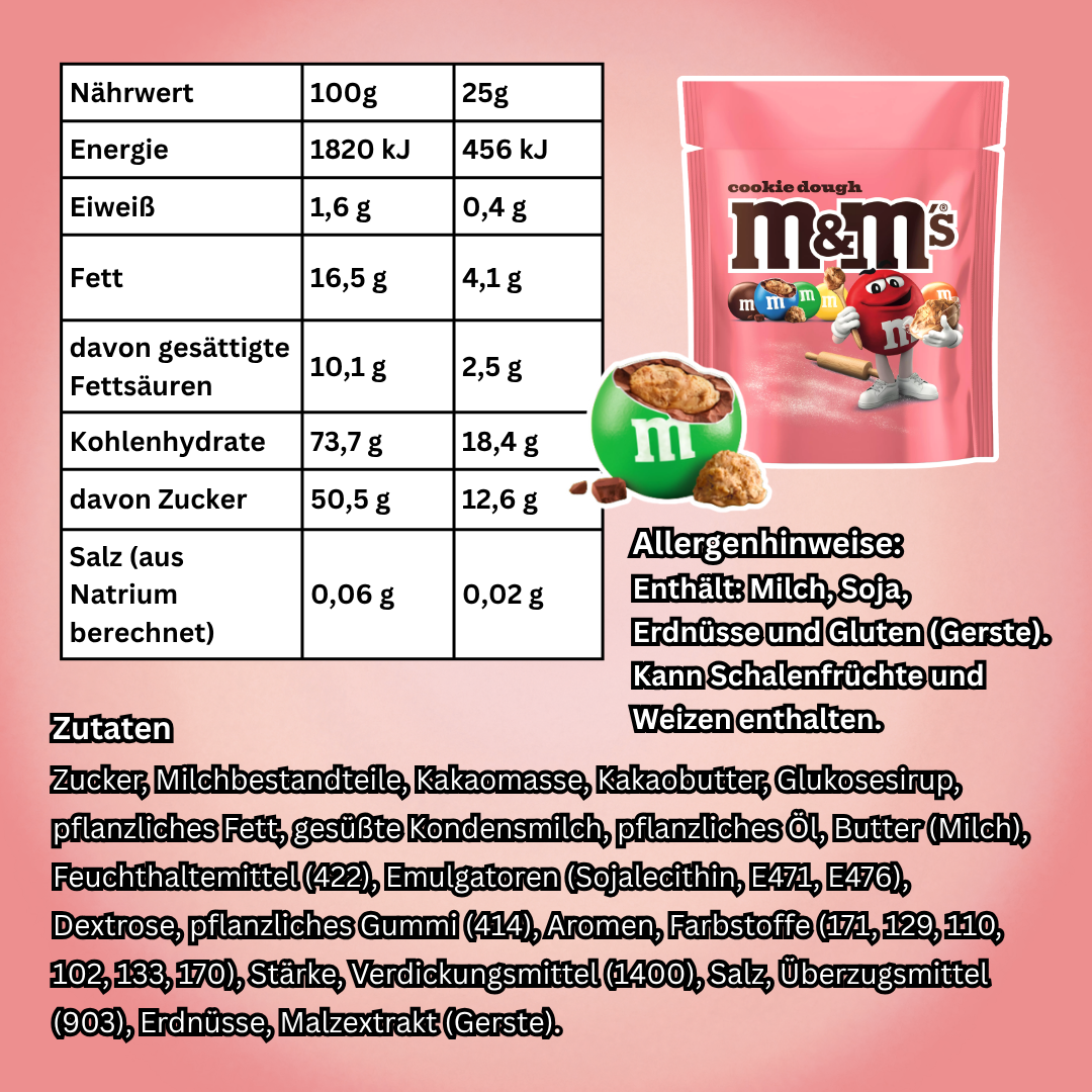 M&M's Cookie Dough Schokolinsen mit Keksteigfüllung 120 g – Knusprige Schokolade mit Cookie Dough Kern
