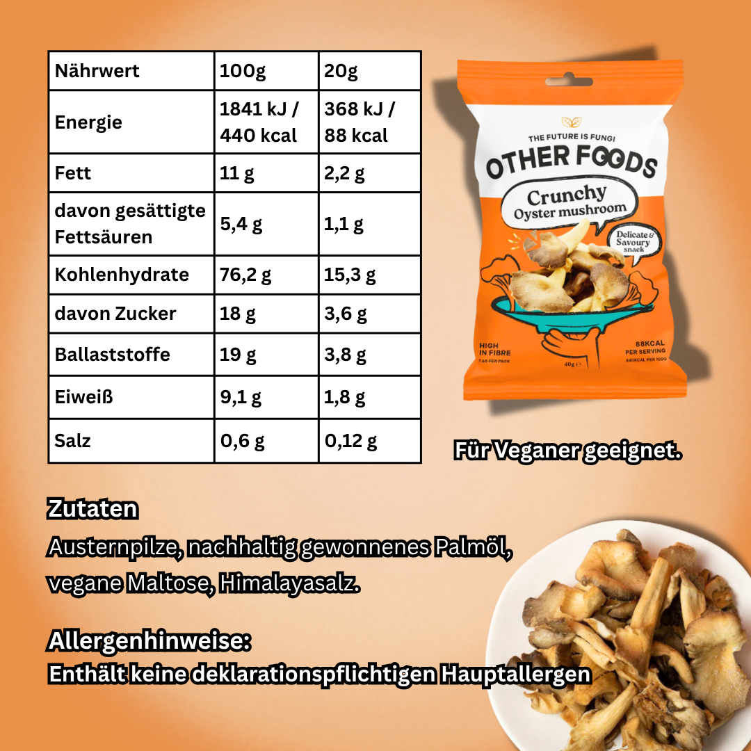 Other Foods Oyster Mushroom Chips 40 g – Knusprige Austernpilz-Chips mit Himalayasalz