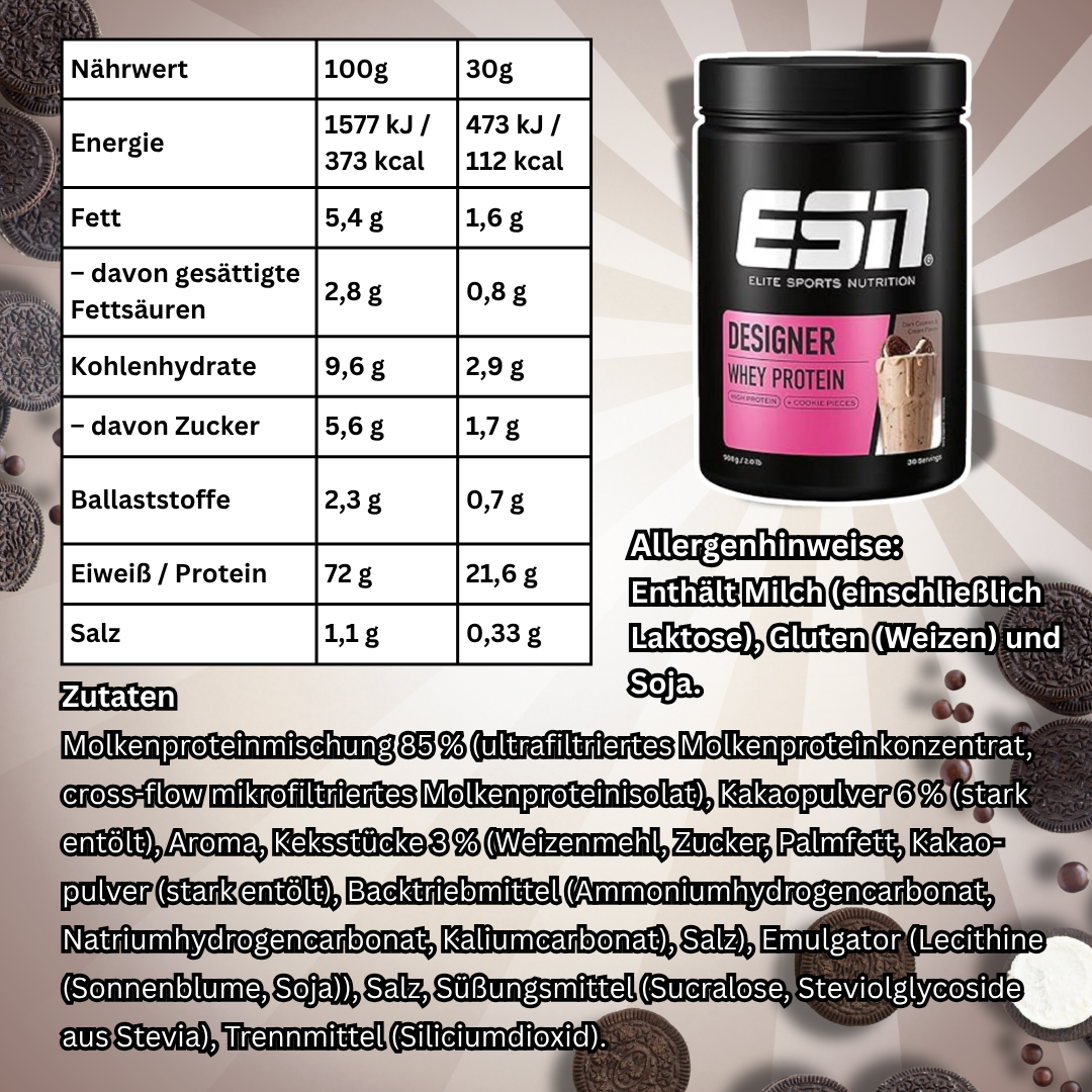 ESN Designer Whey Protein Pulver 908 g – Verschiedene Geschmacksrichtungen zur Auswahl