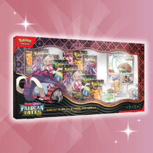 Pokémon Paldean Fates – Great Tusk ex & Iron Treads ex Premium Collection | Englische Premium-Sammelbox