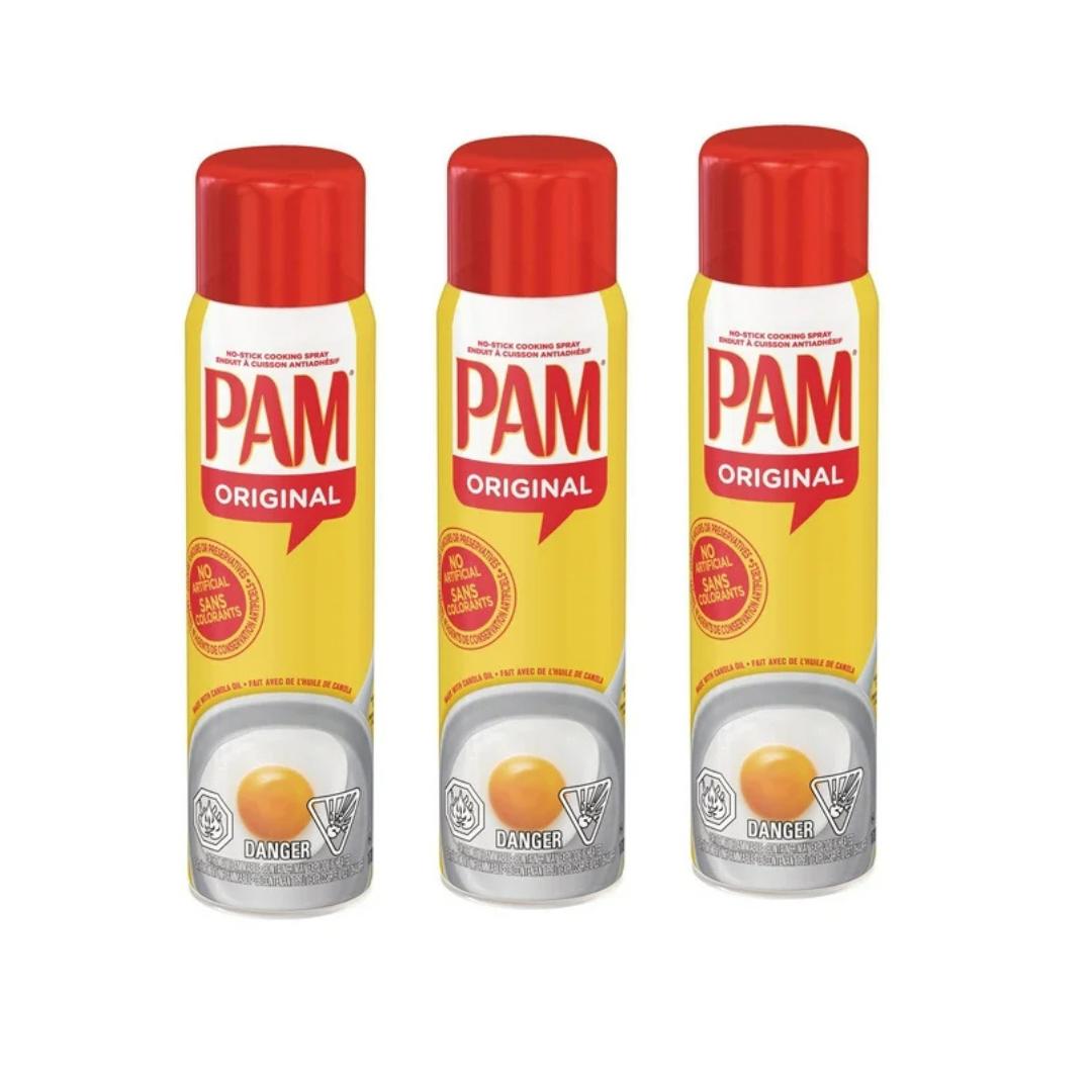 3 x PAM Original Cooking Spray (je 170g) | Fettfreies Antihaft-Spray zum Braten, Backen & Grillen | Kalorienfreies Ölspray für einfaches Lösen