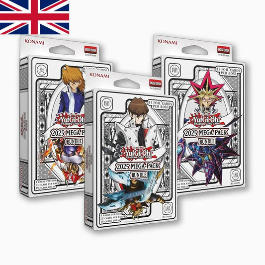 Yu-Gi-Oh! 2025 Mega Pack Bundle (ENG)– Zufälliges Design+ Heartforcards® Versandschutz