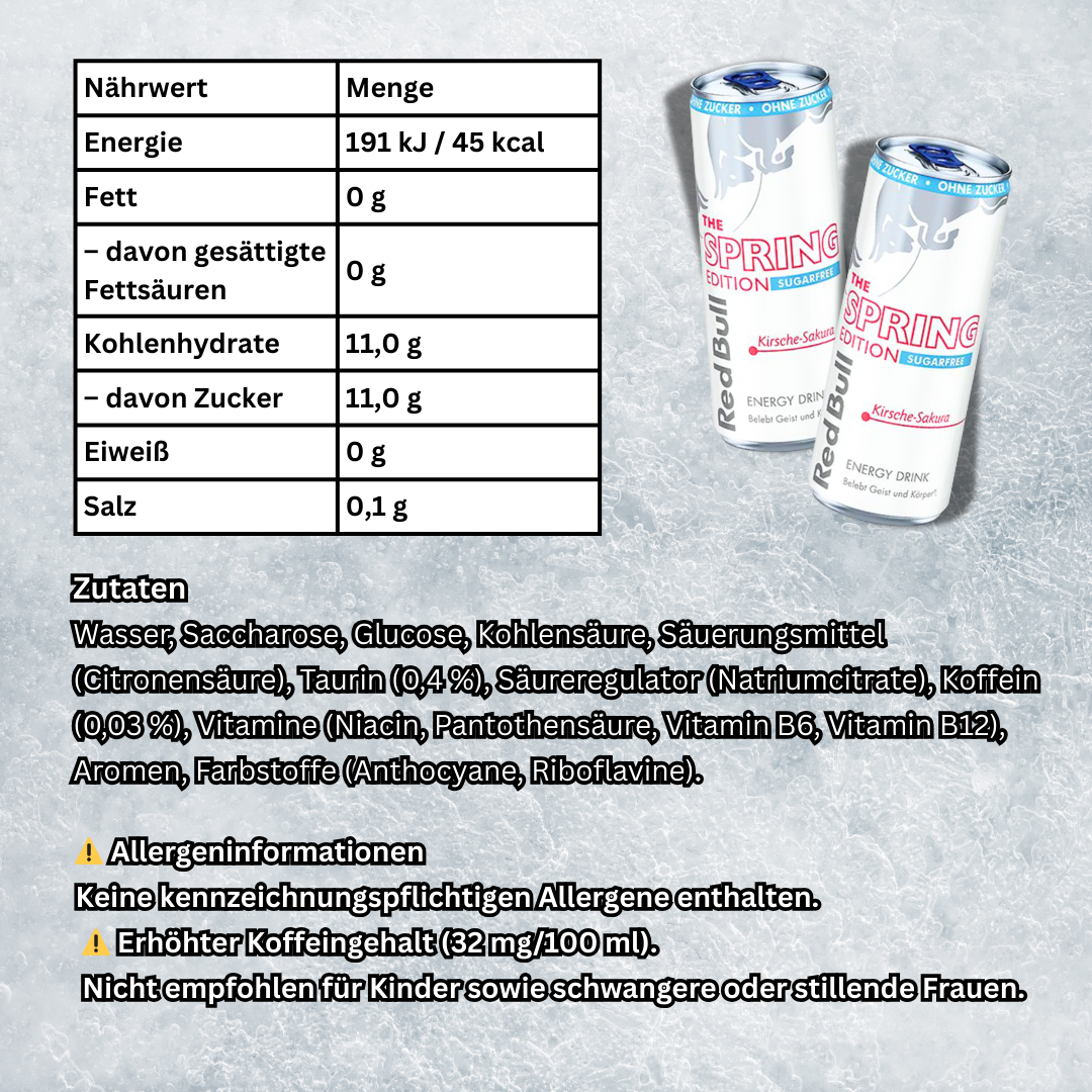 Red Bull Spring Edition 2026 Kirsche-Sakura Sugarfree Energy Drink 250 ml