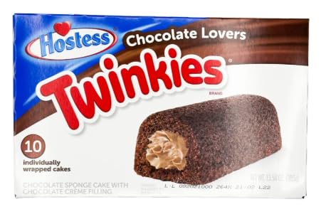 Hostess Twinkies Chocolate Lovers – 10er Pack (385 g) | Schokoladen-Biskuitkuchen mit cremiger Füllung | Einzelverpackt – perfekt für unterwegs & als süßer Snack