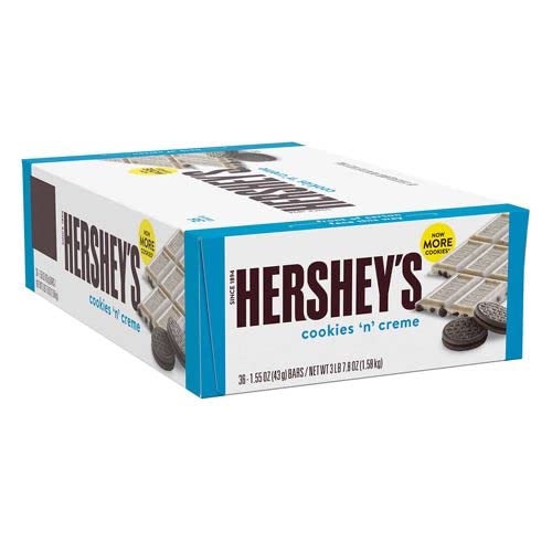 Hershey’s Cookies ’N’ Creme – 36er Box (36 x 43 g) | Weiße Schokolade mit knusprigen Keksstückchen | Original US-Import | Perfekt für Wiederverkäufer & Süßigkeitenliebhaber