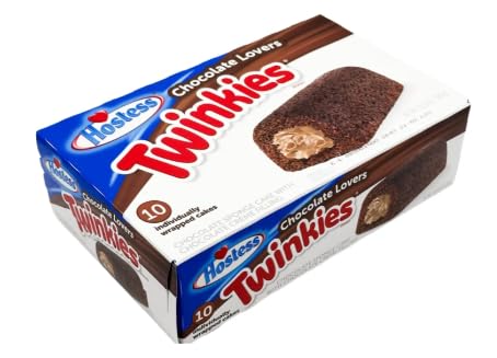 Hostess Twinkies Chocolate Lovers – 10er Pack (385 g) | Schokoladen-Biskuitkuchen mit cremiger Füllung | Einzelverpackt – perfekt für unterwegs & als süßer Snack