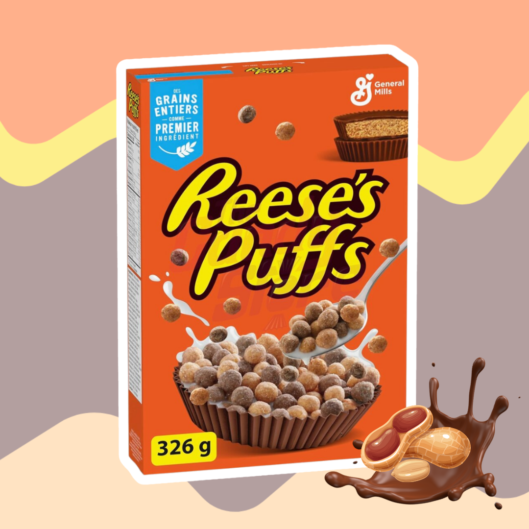 Reese’s Puffs Cereal 326g – Peanut Butter & Chocolate Flavoured Whole Grain Corn Puffs