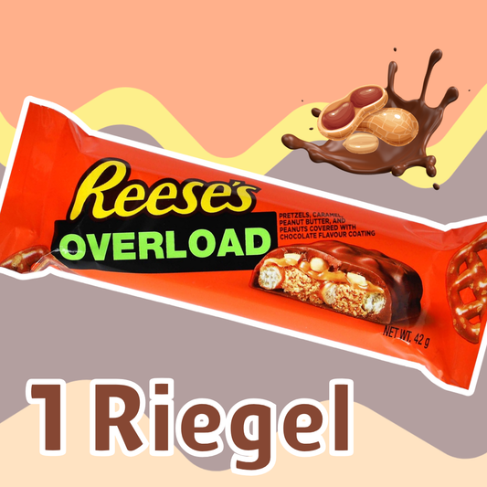 1x Reese’s Overload Riegel – Erdnussbutter, Brezeln & Karamell, 42 g