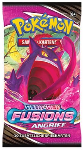 1x Pokemon Booster - Fusionsangriff Booster - mit 10 Karten pro Booster - Deutsch + Heartforcards® Versandschutz