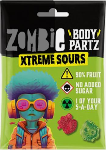 3 × Zombie Body Partz Fruit Gummies 35 g – Fruchtgummi in Körper-Teilen-Optik & vegan
