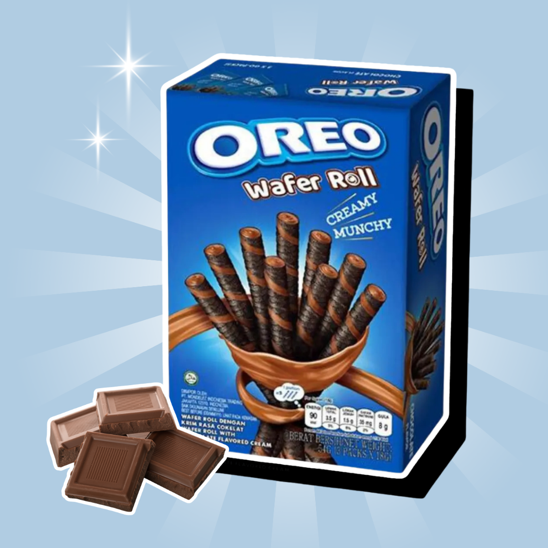 1x Oreo Schoko Wafer Rolls – 1x54g – Knusprige Waffelröllchen mit Schokoladencreme