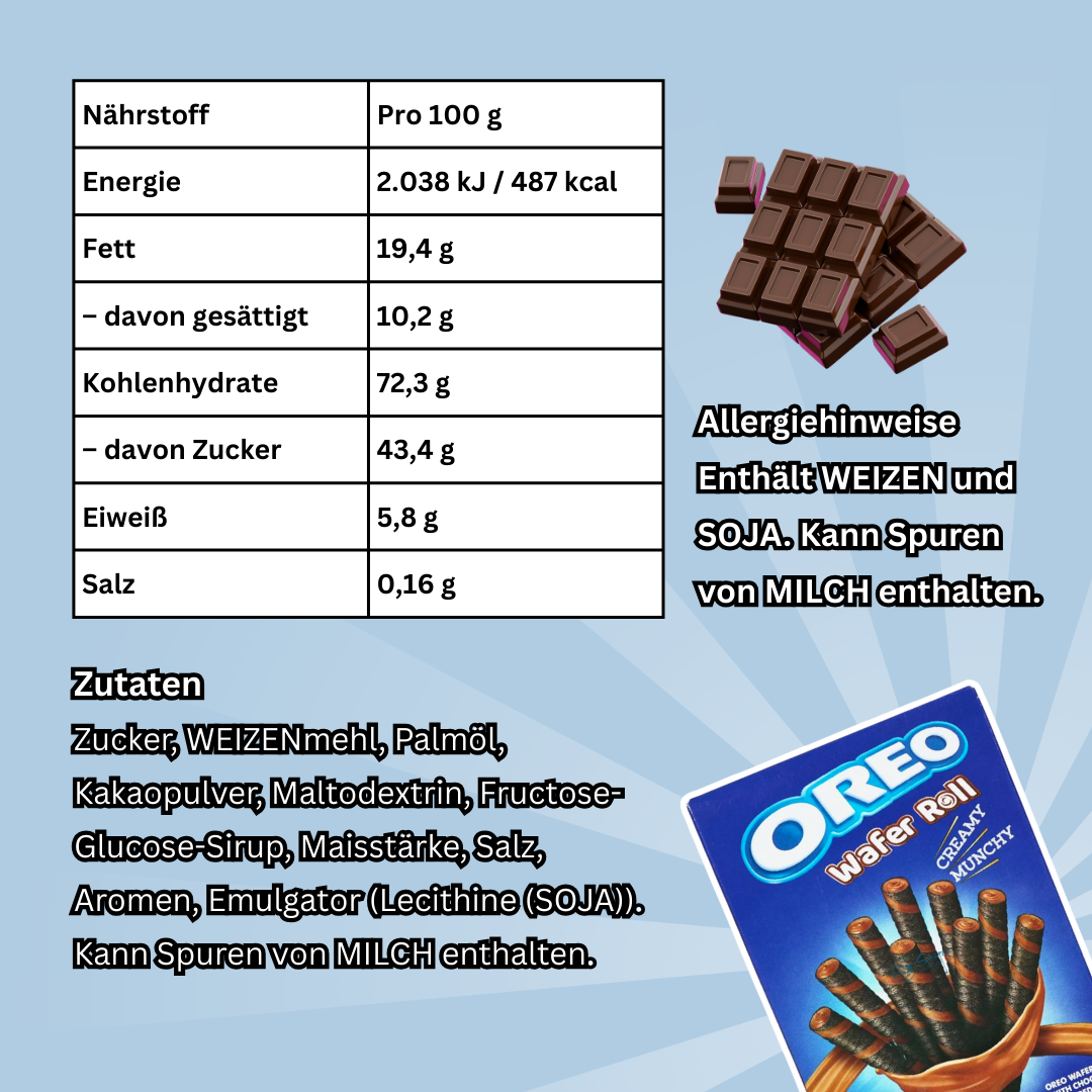 20x Oreo Schoko Wafer Rolls – 20x54g – Knusprige Waffelröllchen mit Schokoladencreme