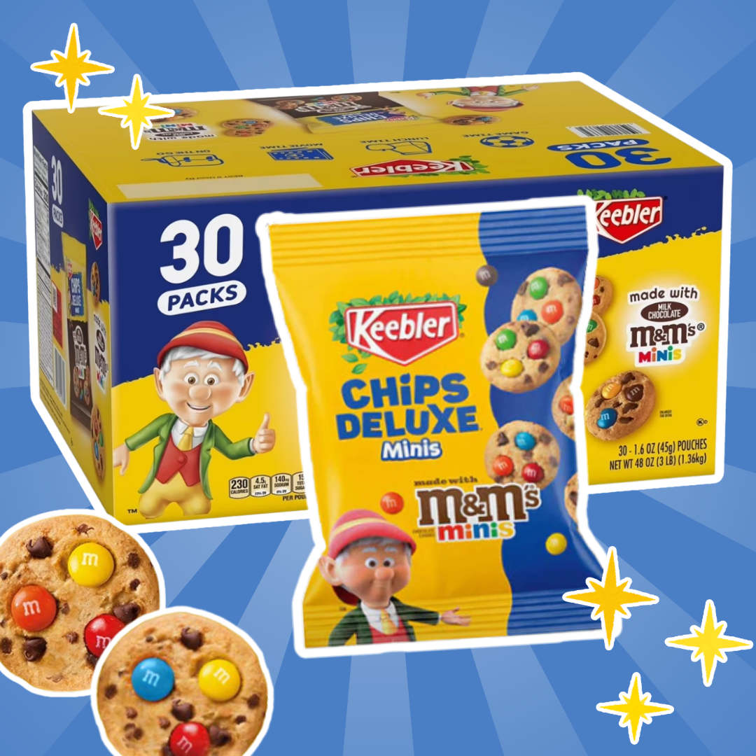 30er Keebler Chips Deluxe Minis mit M&M’s Minis – Weiche Cookies mit Schokolinsen, 30x45 g