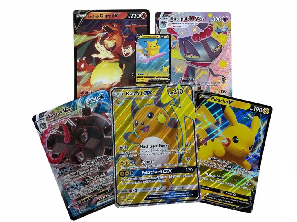 HEART FOR CARDS Pokemon XXL Karten Deutsch 2er-Pack Jumbo Oversized Zufällige Rarität V/VMAX/HOLO/EX/GX + Heartforcards® Versandschutz